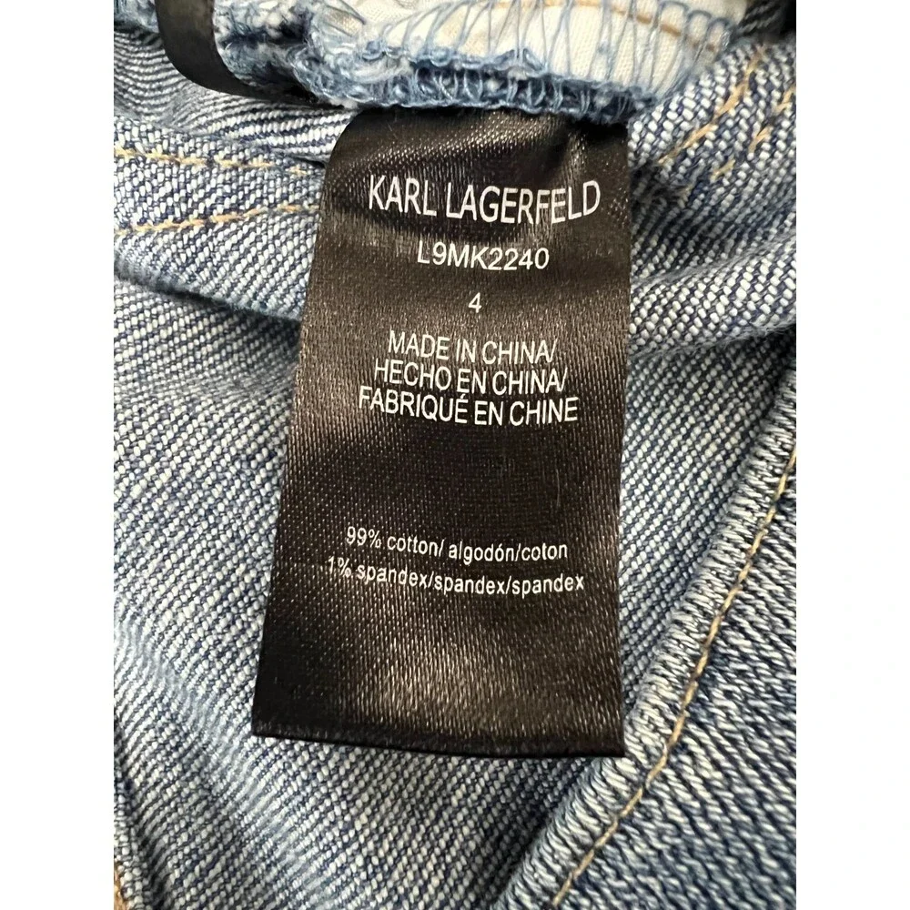 Karl Lagerfeld Paris Button Fly Raw Released Step Hem Jeans - Women's 4 - Picture 6 of 11